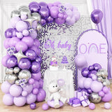 Purple Silver Balloon Arch Kit Lavender Lilac Metallic Balloons Star Foil Party Decor