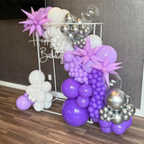150 Pcs Purple Balloon Garland Arch Kit Lavender Metallic Confetti Silver White Balloons