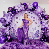 Purple Latex Balloon Kit 60 Pcs Dark Metallic Chrome Lavender Lilac Balloons Party Decor