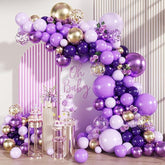 Purple Black Gold Balloon Arch Kit 147 Pcs Different Sizes Party Decor