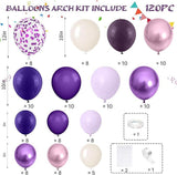 Pink Purple Balloon Garland Arch Kit 120pcs Confetti Butterfly Balloons Party Decorations