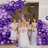 Purple Balloon Garland Arch Kit Macaron Metallic Dark Purple Bow Balloons Party Decorations