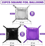Black Purple Silver Balloon Wall 25pcs Double Sided Arch Garland Party Decorations