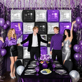 Black Purple Silver Balloon Wall 25pcs Double Sided Arch Garland Party Decorations