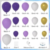 Purple Balloon Garland Kit 168pcs Lavender White Gold DIY Party Decorations