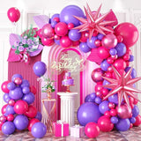 Hot Pink Purple Balloon Arch Kit 100pcs Metallic Balloons Party Decorations
