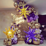 Graduation Balloon Arch Kit 135pcs Purple Gold White Star Party Decorations