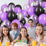 Purple Black Silver Balloon Arch Kit 60pcs 12 Inch Party Decorations