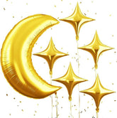 Moon and Star Balloons 36 Inch Gold Moon 18 Inch Star Foil Party Decor