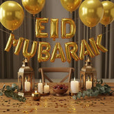 Eid Mubarak Banner 16 Inch Gold Foil Balloons Ramadan Party Decorations