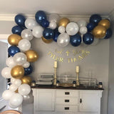 60 Pcs Navy Blue Gold Balloons 12 Inch Confetti Ribbons Birthday Eid Ramadan Decor