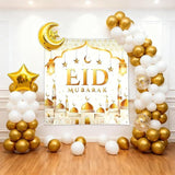 70 Pcs Eid Mubarak Balloons White Gold Moon Star Ramadan Party Decor
