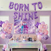 Purple Pink Birthday Balloon Garland Kit: Star & 'Born to Shine' Theme