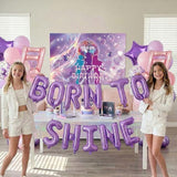 Purple Pink Birthday Balloon Garland Kit: Star & 'Born to Shine' Theme