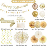 Retirement Decorations for Men Women Champagne Gold Banner Swirls Party Set