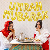 16 Inch Umrah Mubarak Letter Balloons Banner Mylar Foil Decorations for Ramadan Eid