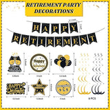 Retirement Party Decorations for Men Women Black Gold Banner Backdrop Swirl Set