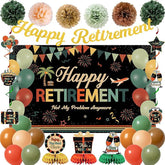 Retirement Decorations for Men Women Colorful Banner Backdrop Swirls Centerpiece Set