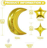 Moon and Star Gold Foil Balloons Large Foil Stars Baby Shower Wedding Party Decor