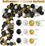 Retirement Party Decorations for Men Women Black Gold Banner Backdrop Balloons Centerpiece Set