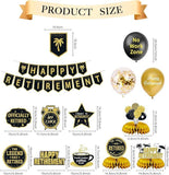 25Pcs Retirement Party Decorations for Men Women Black Gold Banner Balloons Centerpiece Set