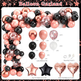 Retirement Party Decorations for Women 109Pcs Rose Gold Black Banner Balloons Swirl Set