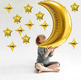 Gold Moon and Star Foil Balloons, 25 Piece Party Set