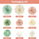 Retirement Party Decorations for Women Sage Green Blush Pink Happy Retirement Banner Lanterns