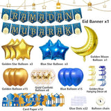 138PCS Ramadan Decorations Set 38 Latex Balloons 7 Foil Balloons Banner Party Decor