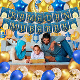 138PCS Ramadan Decorations Set 38 Latex Balloons 7 Foil Balloons Banner Party Decor