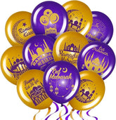 40PCS Ramadan Mubarak Balloons Eid Latex Party Decorations Purple Gold Home Decor