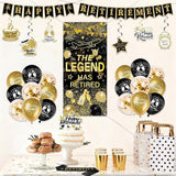 Happy Retirement Party Decorations 33pcs Gold Black Banners Balloons Cake Toppers Sash Confetti