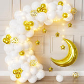 White Gold Party Decorations Moon Star Foil Balloons Baby Shower Decor