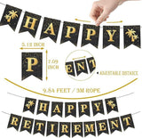 Black and Gold Retirement Party Decorations Kit with Banner and Swirls