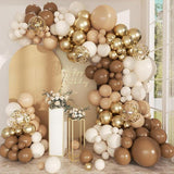 Brown Balloon Arch Kit 168pcs Neutral Confetti Gold Latex Baby Shower Birthday Party