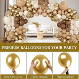 Brown Balloon Arch Kit 168pcs Neutral Confetti Gold Latex Baby Shower Birthday Party