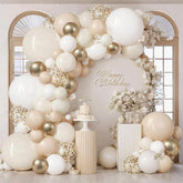 Sand White Gold Balloon Arch Kit Light Ivory Beige Nude Chrome Confetti Party Decorations