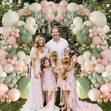 132PCS Sage Green Pink Gold Balloon Arch Kit Balloons for Party Decor