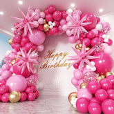 180PCS Hot Pink Balloon Garland Kit White Gold Balloons for Party Decorations