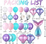 154PCS Mermaid Balloon Arch Kit Green Purple Balloons for Under the Sea Party Decor