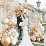 White Gold Balloon Arch Kit Metallic Champagne White Balloons for Party Decor