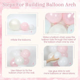 Pink Bow Balloon Arch Kit Clear Light Pearl Pink White Balloons for Party