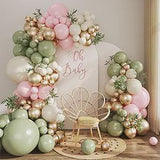 Sage Green Pink Gold Balloon Arch Kit for Boho Baby Shower Wedding Party
