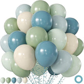 Sage Green Dusty Blue Balloon Kit 60pcs Pastel Baby Shower Wedding Party