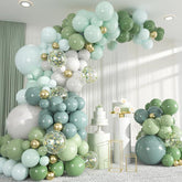 137pcs Dusty Blue Sage Green Balloon Garland Kit Pastel Baby Shower Party