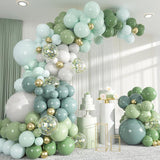 137pcs Dusty Blue Sage Green Balloon Garland Kit Pastel Baby Shower Party