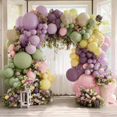 Purple Green Pink Balloon Arch Double Stuffed Pastel Baby Shower Wedding Party