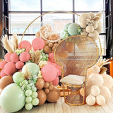 160pcs Sage Green Pink White Brown Balloon Arch Kit Boho Baby Shower Party