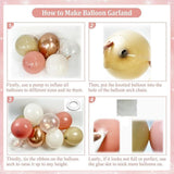 143pcs Dusty Pink Balloon Arch Kit Blush White Gold Baby Shower Party