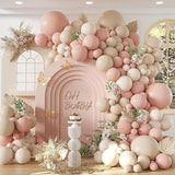 134pcs Dusty Pink Balloon Arch Kit Sand White Baby Shower Wedding Party
